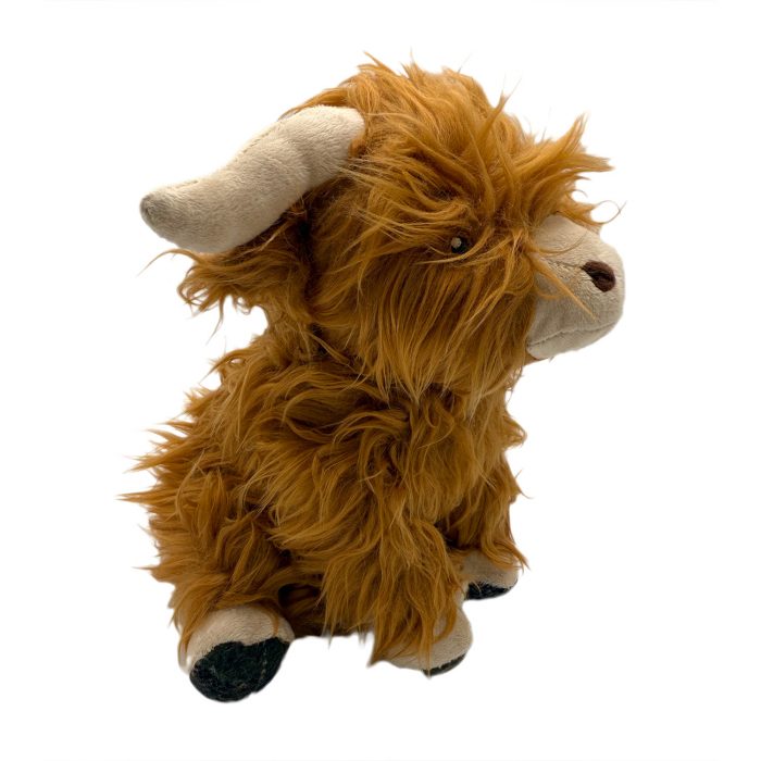 Side view of the Ancol Heritage Highland Cow plush dog toy – EdenWave