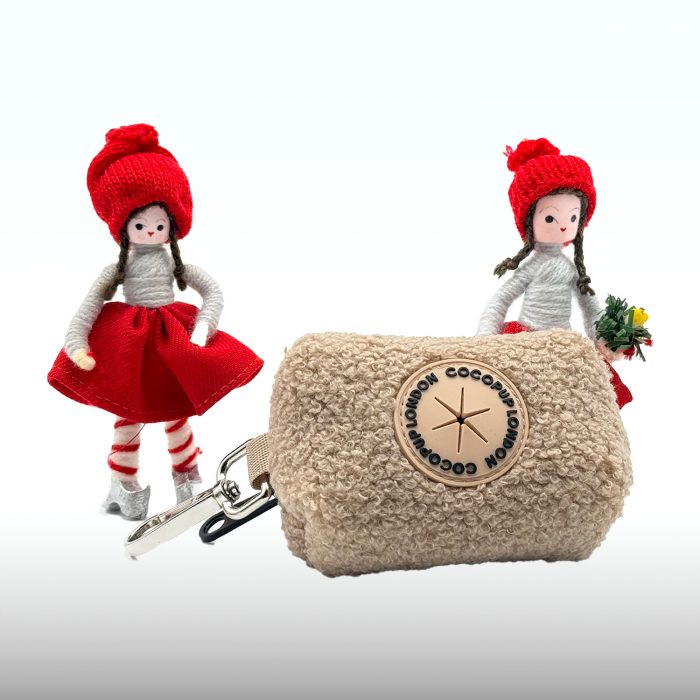 Cocopup London teddy-style poop bag holder with red hooded dolls – EdenWave