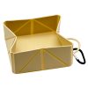 Cocopup London foldable silicone travel dog bowl – nude, fully unfolded open square shape with carabiner clip attached
