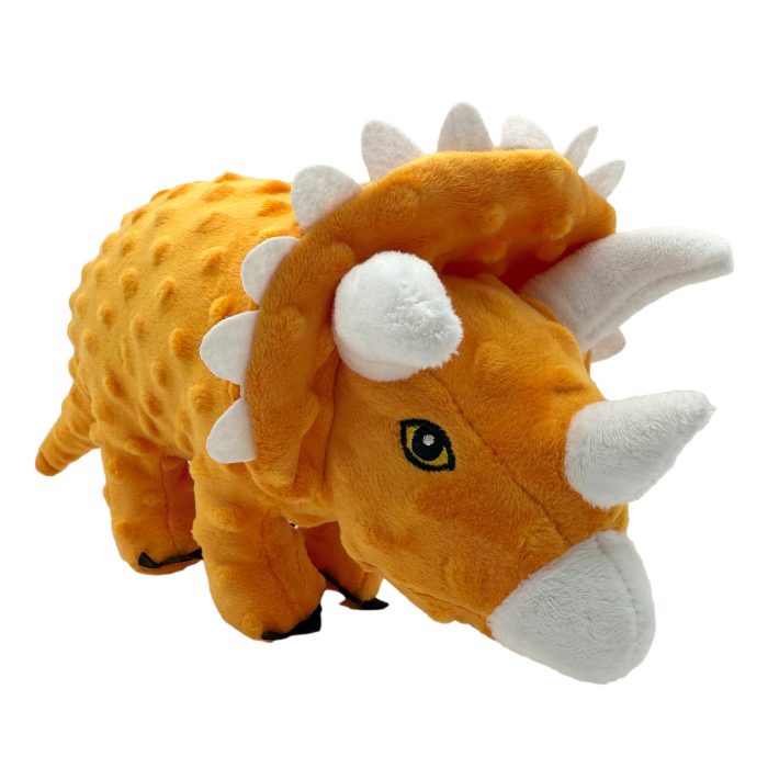 Orange triceratops plush toy from the Roarsome Dinos collection by Ancol
