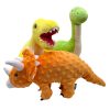 Green, yellow, and orange dinosaur plush toys from the Roarsome Dinos collection by Ancol