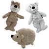 Brown Fox, Grey Bear, and Hedgehog plush toys from the Ropey Bellies collection by Ancol