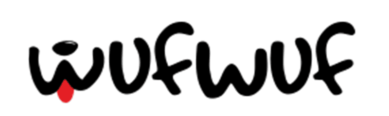 WufWuf logo – playful black script with a red heart accent