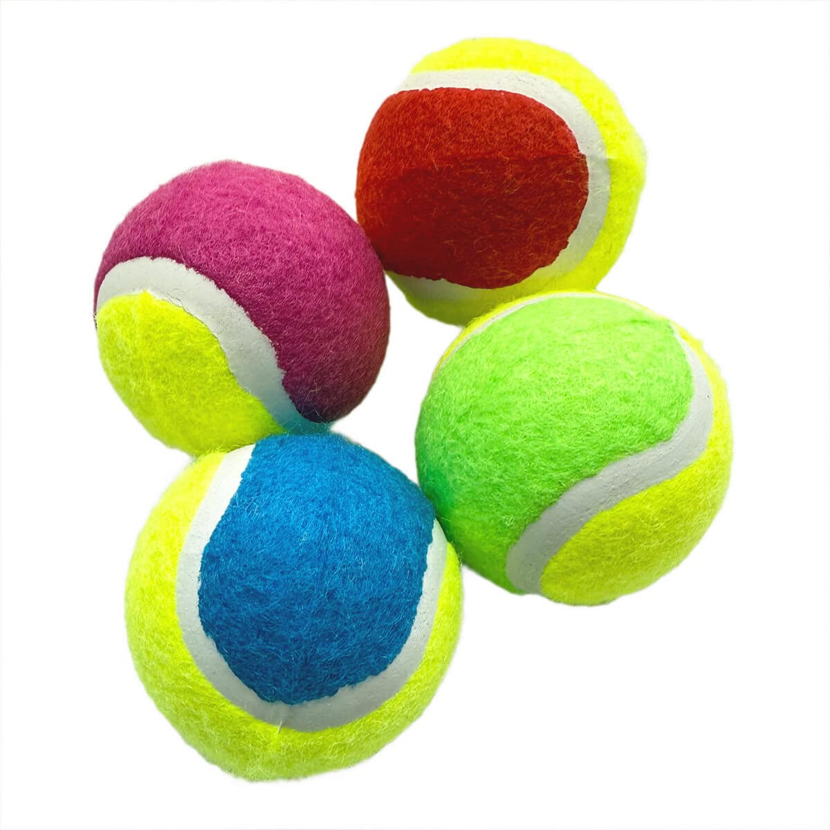Ancol Playtime tennis ball – 6cm dog toy, shown in yellow with red, green, pink, and blue variations