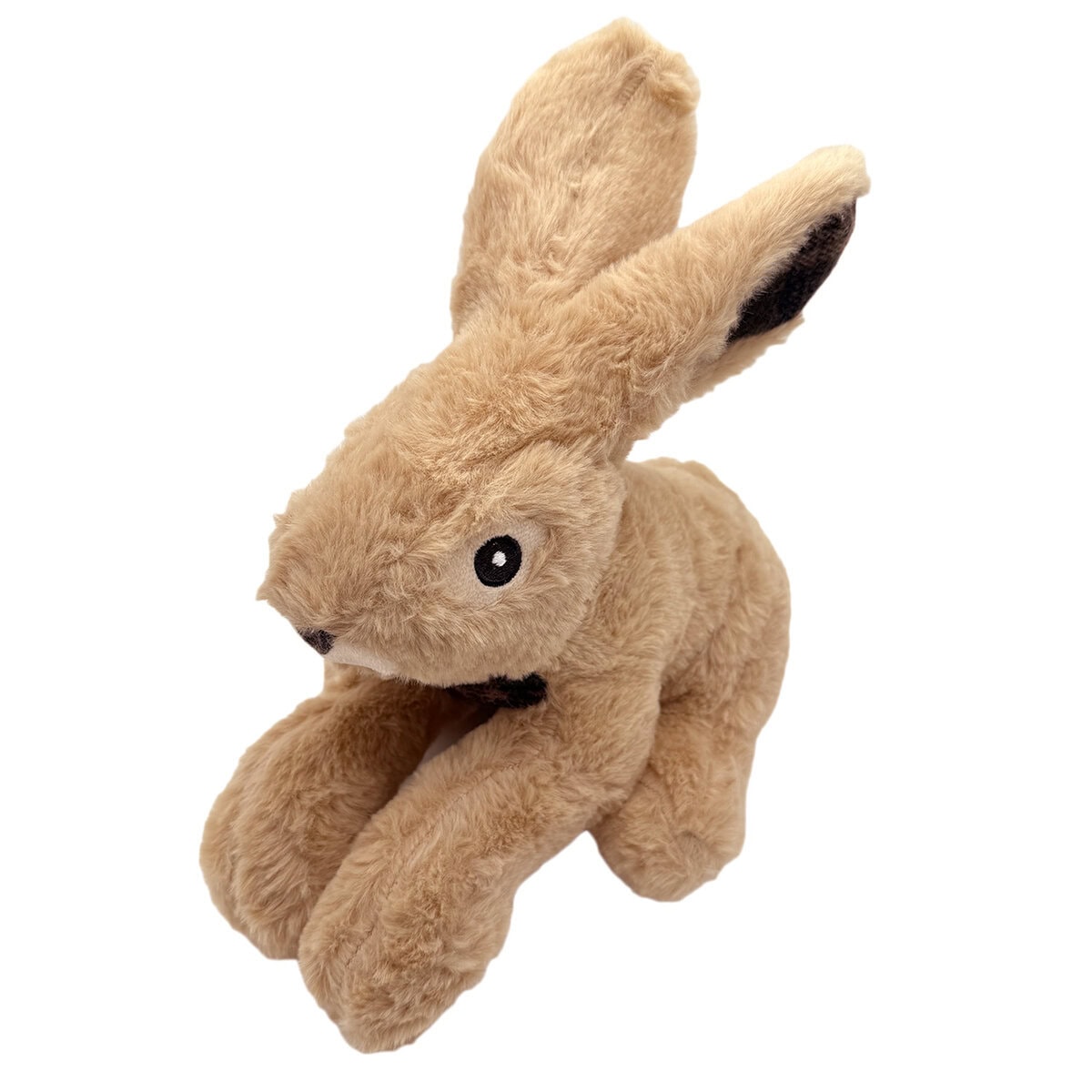 AN-DOG-0004-Tartan Bunny_Side copy Angled view of The Heritage Collection Tartan Bunny dog toy, soft plush with mixed textures and squeaker, 28cm, designed for comfort and gentle play.