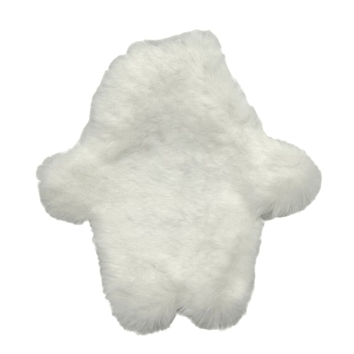WW-CAT-0004-Mummy_Back copy Back view of the WufWuf Mymeow My Mummy Refillable Plush Cat Toy, fluffy white plush fabric with soft rounded shape, shown on a white background.
