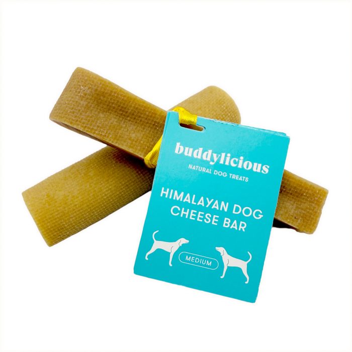 Yak_Cheese_M_2_ BL-DOG-0005 copy Buddylicious Yak Cheese Bar (Medium) – two Himalayan dog chews with brand tag, handmade from yak milk in the Himalayas. EdenWave.