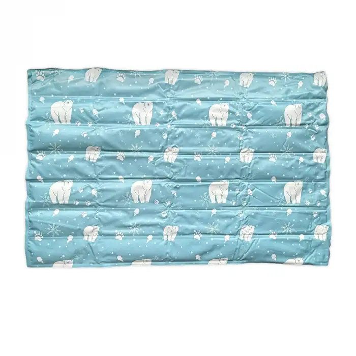 Dog cooling mat large 60 x 90cm by Ancol – light blue with bone and paw print pattern