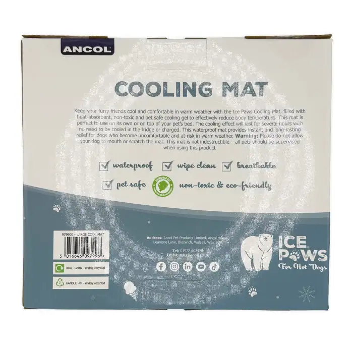 Ice Paws Cooling Mat for Dogs – Large – box packaging back view