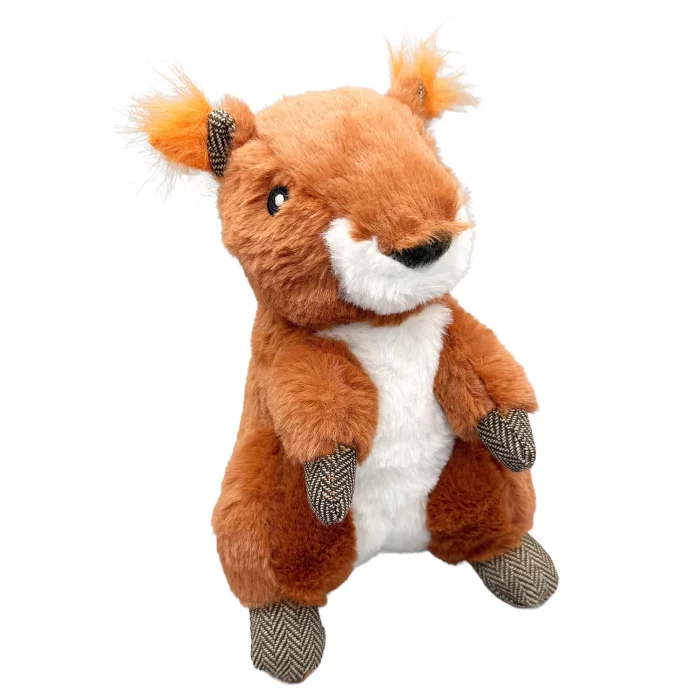 Ancol Heritage Collection Samantha Squirrel plush dog toy, orange and white, front view