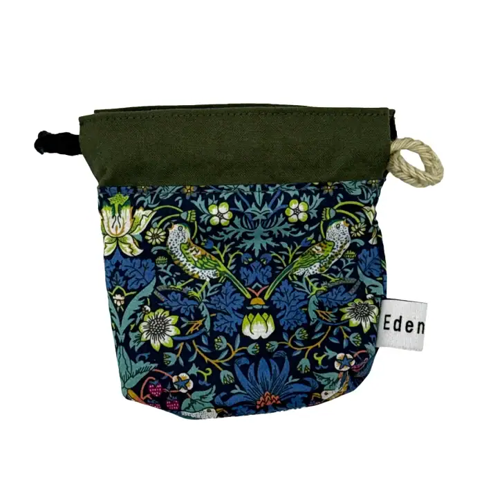 Handmade dog poo bag holder in green Liberty Tana Lawn by EdenWave – front view