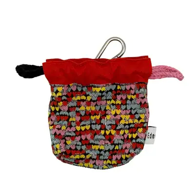 Handmade dog poo bag holder in red Liberty Tana Lawn by EdenWave – front view