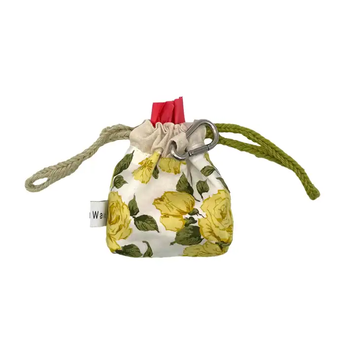 Handmade dog poo bag holder in white Liberty Tana Lawn by EdenWave – back view with poo bag roll inside