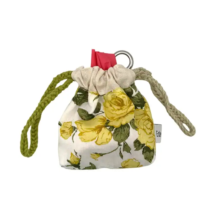 Handmade dog poo bag holder in white Liberty Tana Lawn by EdenWave – front view with poo bag roll inside